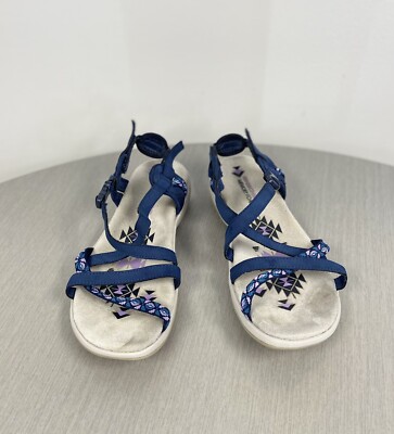Skechers Reggae Slim Vacay Adjustable Walking Sandals Navy Blue Womens Size 