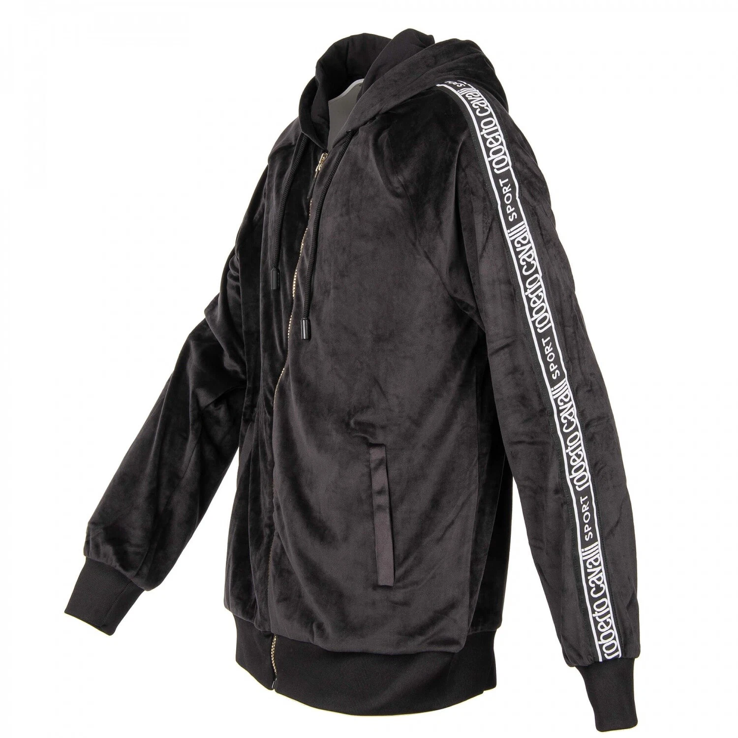 SACAI ROBERTO CAVALLI Sport Velluto Felpa con Felpa con Felpa con Logo Strisce Nero 09575