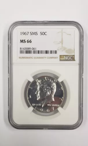 1967 MS 66 SMS Silver Kennedy Half Dollar NGC, 50c, JFK, Special Mint Set