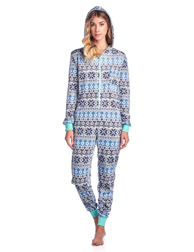 Ashford & Brooks Women's Micro Fleece Hooded One Piece Pajama Union Jumpsuit - Picture 41 of 75