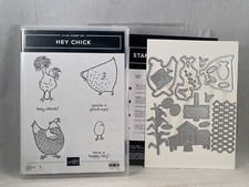 HEY CHICK Stamp Set CHICK Dies Stampin Up Chicken Egg Coop Corn Fence