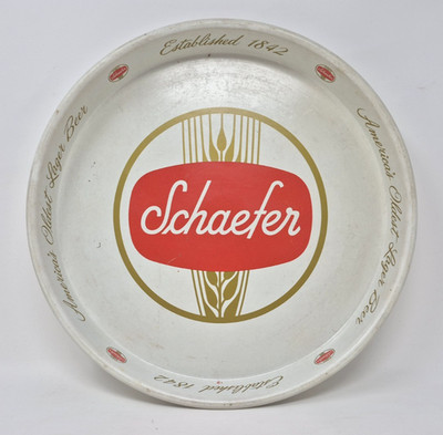Vintage Schaefer Metal Serving Tray  Americas Oldest Lager Beer  13 in.
