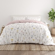 Reversible Pink Floral Duvet Cover Set King Size 3-Piece Wild Flower Print