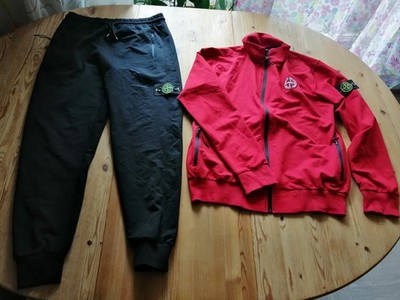Stone Island Sportanzug Sporthose + Sportjacke Trainingsjacke Gr. XL schwarz rot
