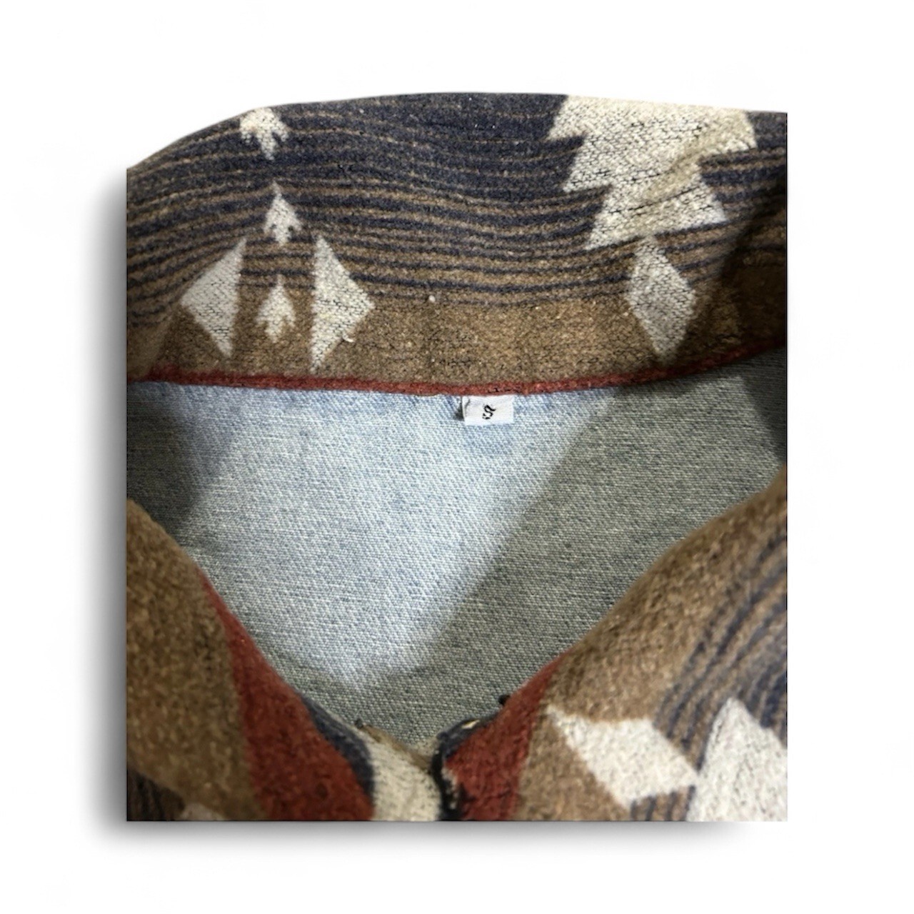 Denim Shacket S Star Print Raw Hem Aztec Southwes… - image 4