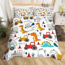 Construction Bedding Set Kids Cartoon Dinosaur Comforter Cover Set ... Fast Ship
