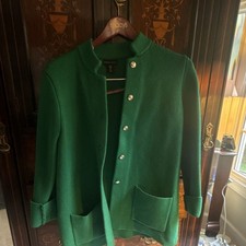 Adrienne Vittadini Green Knit Cardigan Sweater Button Pockets Women's Size L