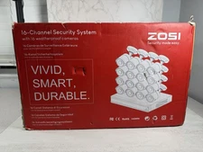 Zosi 16 Channel Security System With 16 Cameras 4TB 16WK-261W16S-40-US Open Box