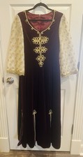 Vtg Velvet Renaissance Faire Medieval Dress Costume Cosplay Burgundy Gold Bridal