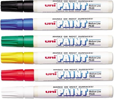 Uni-Paint Oil Based Marker Medium Point Assorted Colors 6 Pack 63630