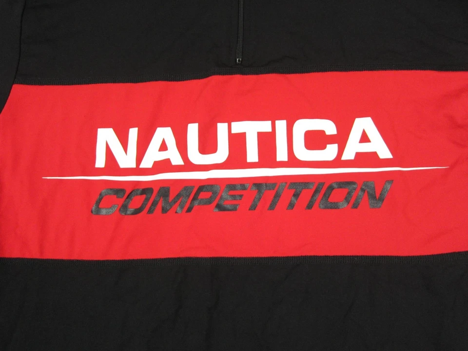 Vintage Nautica Polo Shirt Adult Large L Black 1/4 Zip 90s Mens Competition - Image 2 of 4