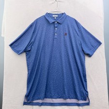 Peter Millar Polo Shirt Mens XL Blue Geometric Golf Performance Stretch