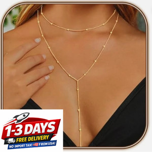Authentic Lariat Gold Necklace for Women, Dainty Long Necklace 14k Gold Plated/Silver Y-Sh