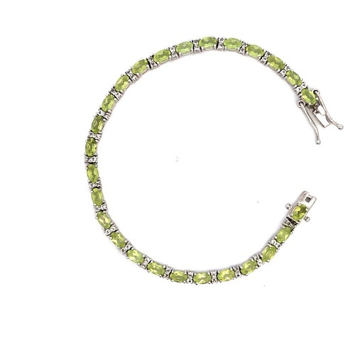 Peridot Tennis Bracelet In 925 Sterling Silver | 5 CTTW | 10.7G | 7.25 In - Picture 4 of 9