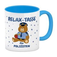 Relax Tasse FüR Polizisten Kaffeebecher Hellblau Mit HüBschem BäR-Motiv