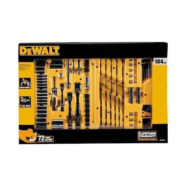 DEWALT DWMT45184 Black Chrome Mechanics Tool Set, 184pcs w/ Hard