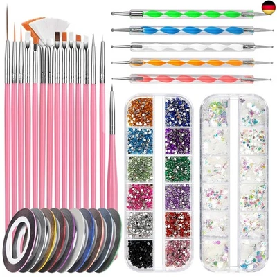 FANDAMEI Nail Art Pinsel Set, 15 Stücke Pinsel Für Gelnägel Nagel Pinsel, 5 St