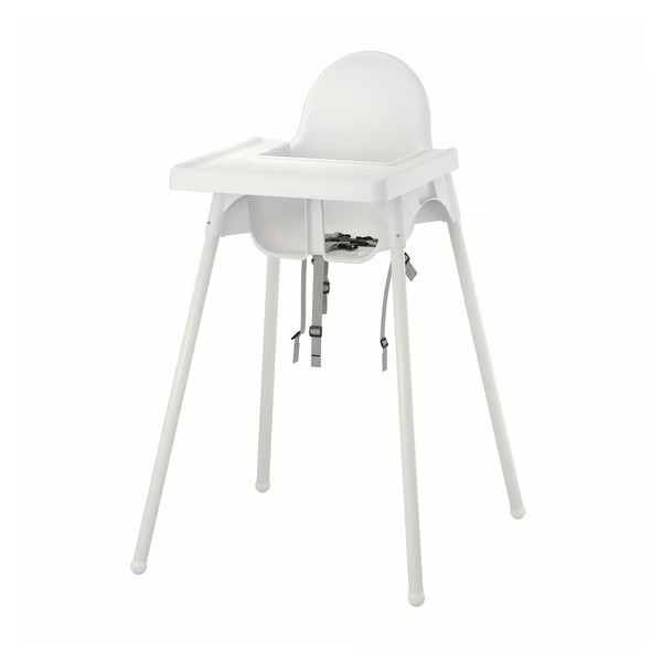 Silla Alta IKEA Antilop con Bandeja Blanca - Fácil de desmontar y llevar