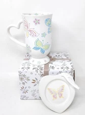 Temp-tations 2-pc Coffee Mug,18 oz Cup w/ Lid-it , All -A- Flutter K89322