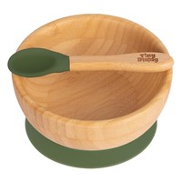 Tiny Dining OlivgrüN Bambus Baby Saugnapf & LöFfel Set Kleinkind FüTtern