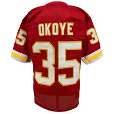 Christian Okoye Jersey Kansas City Red | Unisex Adult Sizes S-5XL Unsigned Sewn