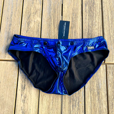 N2N Bodywear Men sapphire blue metalic titan swim sport brief swimwear L XL