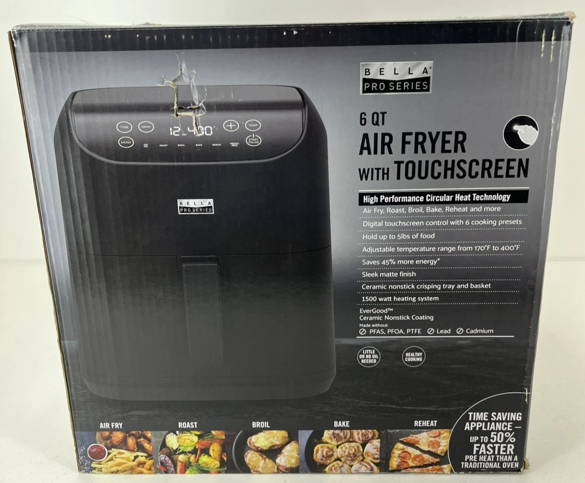 Bella PRO - 6-qt. Touchscreen Air Fryer - Matte Black
Opens in a new window or tab
