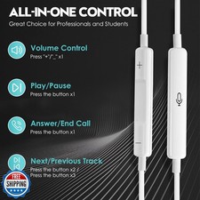 2 Packs Wired Earphones/Headphones for iPhone with Built-in Microphone and Vo...