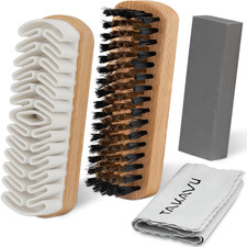 Premium Suede Nubuck Cleaning Brush Kit, Crepe Brass Bristle Brush, Microfib