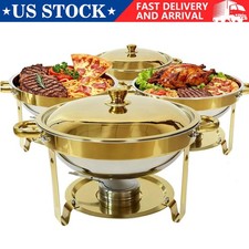 5 Qt 4 Pack Round Chafing Dish Buffet Set Stainless Steel Chafer Catering Warmer
