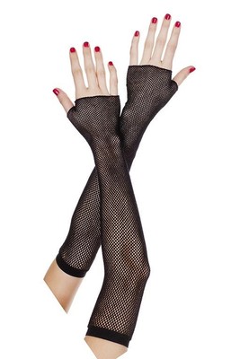 sexy MUSIC LEGS long OPERA elbow LENGTH fishnet FINGERLESS net GLOVES 80'S punk