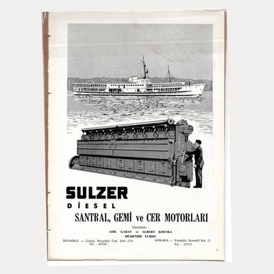 1950s Shipyard Dock & Sulzer Marine Maritime Motor Magazine Advertising Ads