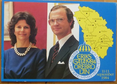 AK Königspaar Gustaf und Silvia Schweden 1984 Eriks Gata Örebro Län