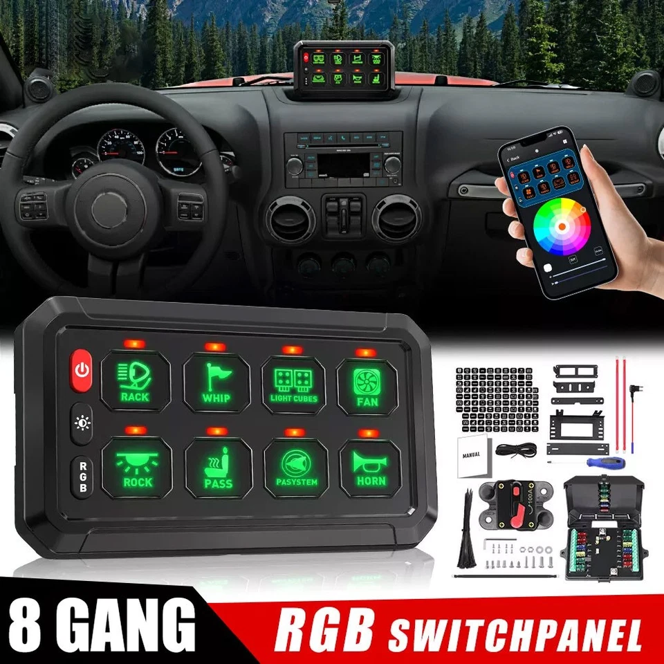 Wireless 8 Gang Switch Panel Circuit Control Box For LED Light Bar 12/24V Marine - Изображение 4 из 4