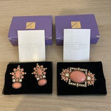 Elizabeth Taylor for Avon SEA CORAL Brooch & Earrings Set - Boxed - Vintage 1993