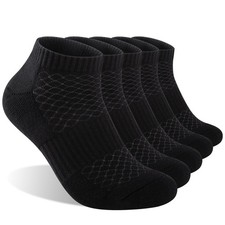 Monxiery Mens Cotton Cushioned Ankel Socks, Athletic Performance Running