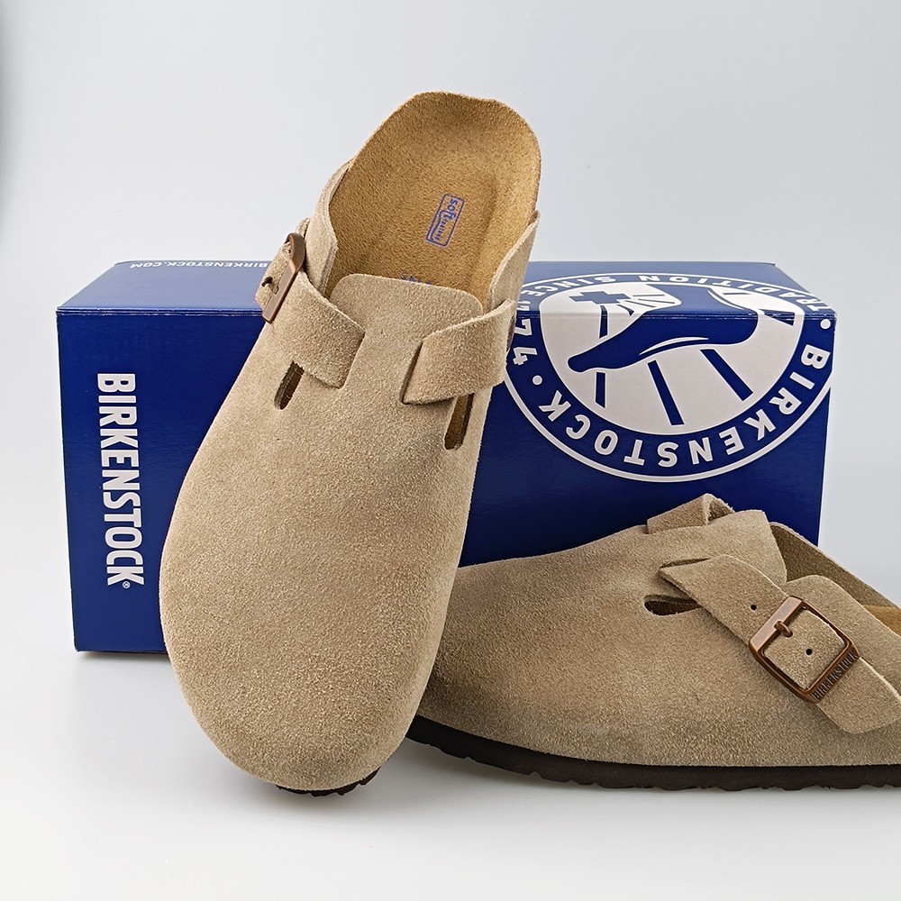 NEW Birkenstock Boston Taupe Shoes Soft Footbed Suede Leather Clog US 6-12