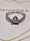 Used Pandora Sparkling Wavy Heart Ring Size 54