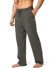 Mens Cotton Yoga Sweatpants, Open Bottom, Lounge Pants, Casual Jersey, Pocket