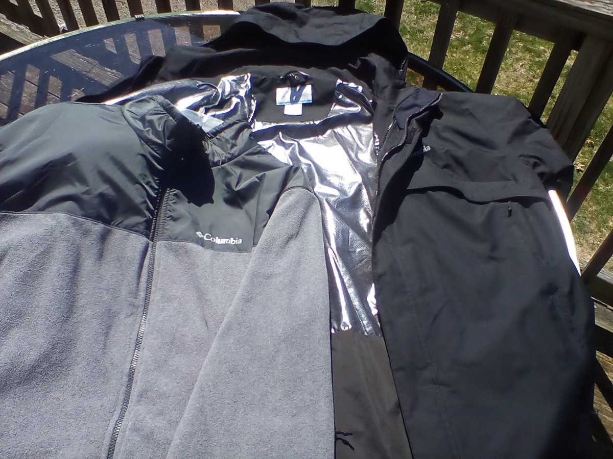 Columbia Interchange Black Inner Gray Insulated Jacket Omni Heat 