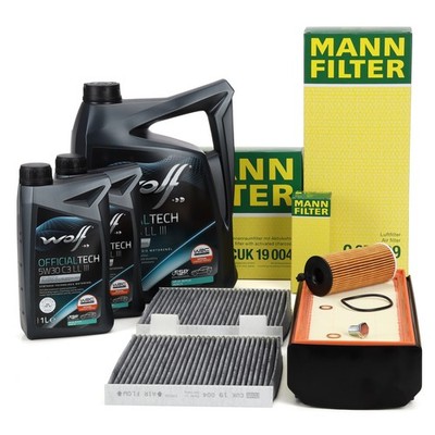 MANN Filterset + 7L WOLF 5W30 C3 LL III Motoröl für BMW X3 F25 X4 F26 30/35d N57