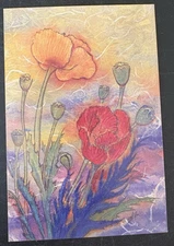 art postcard Celina Clavijo Two Poppies Agora NYC gallery invitation