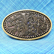 Western Floral Scroll Belt Buckle Ornate Cowboy Coastal Cowgirl Vtg 90s .TWY122
