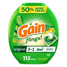 Gain flings! Original 3 in 1 Oxi& Febreze HE Concentrated Laundry Detergent Pods