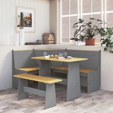 Image of Wooden Dining Table & Bench Set Pine Outdoor Garden