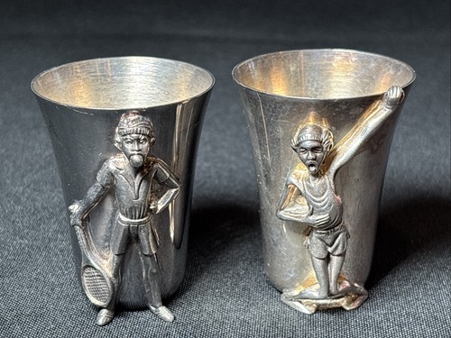 Lot Of 2 Reed & Barton Silver Plate Shot Glass, “Jocks On The Rocks” 2 oz.