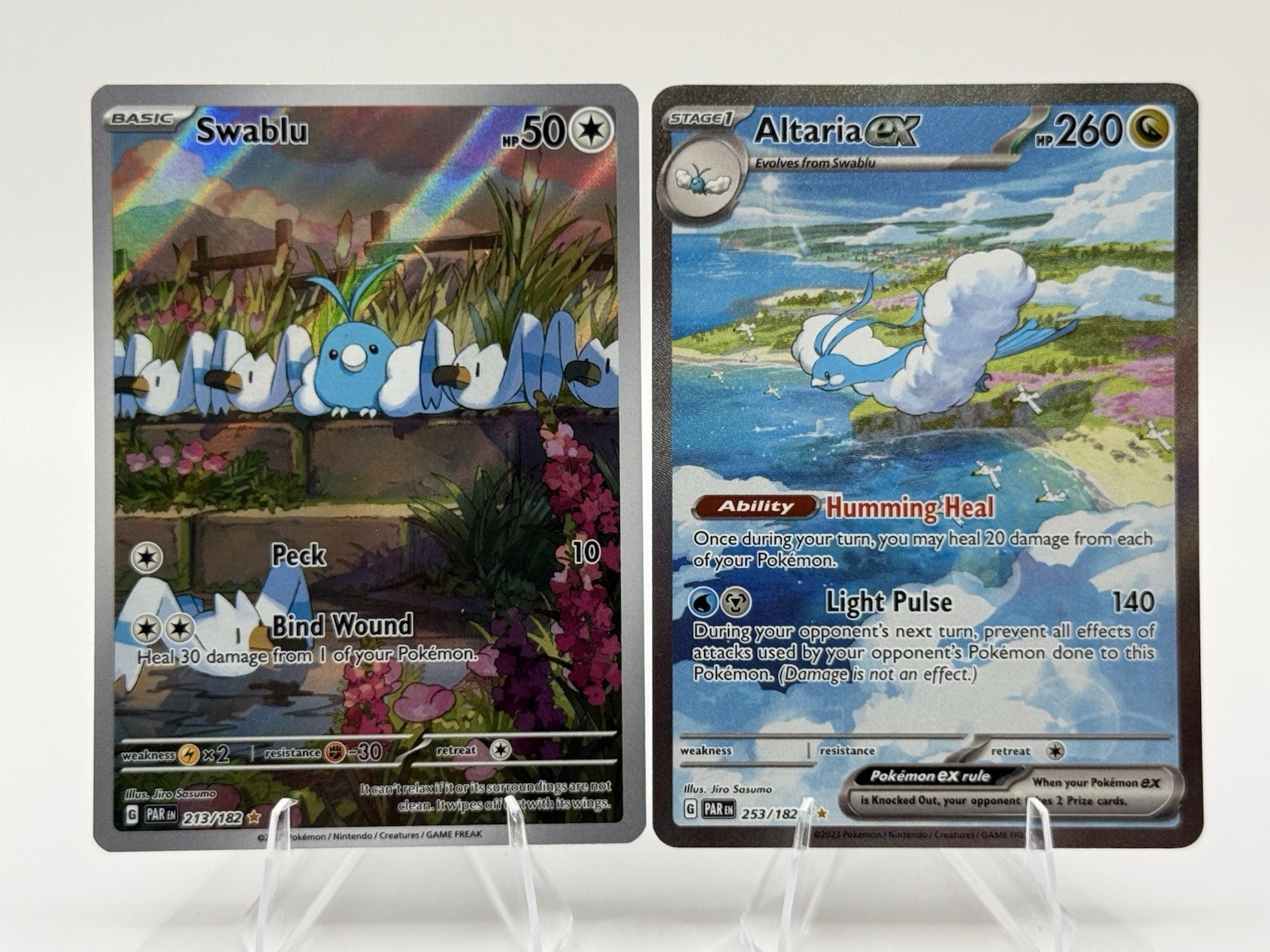 Pokémon TCG Paradox Rift Swablu/Altaria ex Full Art Holo 2 Card Lot 213/253