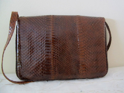 Genuine PYTHON Snakeskin Shoulder Bag Convertible Clutch EUC