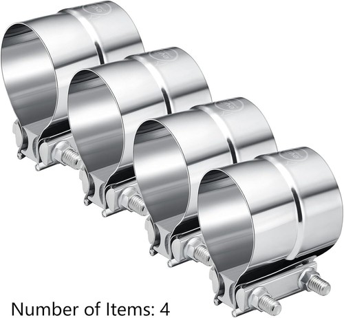 8/12pc 3.5" Lap Joint Exhaust Band Clamp Muffler Sleeve Coupler Stainless Steel - Imagen 9 de 10