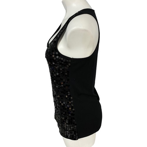 Eyeshadow Top Womens Medium Sequin Racer Back Knit Black Summer Party BBQ - Picture 10 of 12